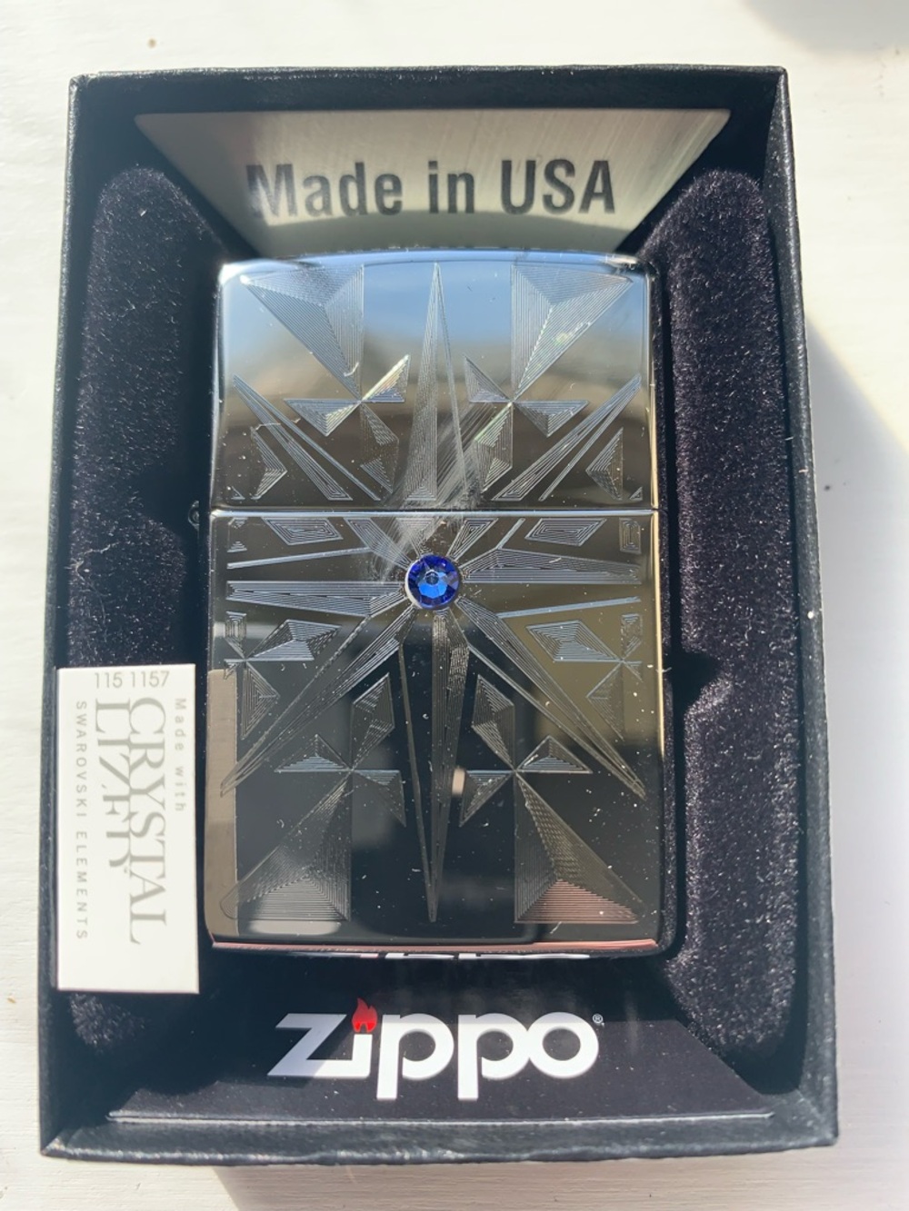 New ZIPPO High Polish Chrome Swarovski Crystal “Compass Points”